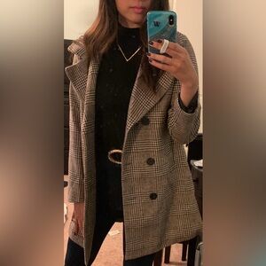 SHEIN Black and Brown Plaid Trench Coat